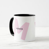Tasse à café avec monogramme moderne et nom (Devant gauche)