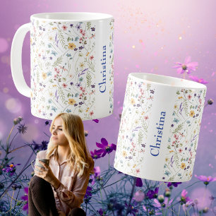 Tasse à café avec motif complet de prairie estival