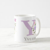 Tasse à café avec nom et motif floral (Devant droit)