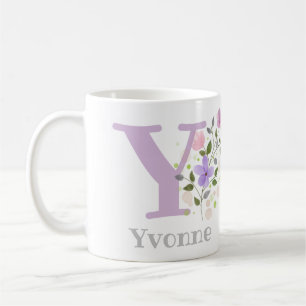 Tasse à café avec nom et motif floral