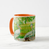 Tasse à café avec pélicans, oiseaux, animaux du zo (Devant gauche)