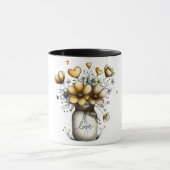 Tasse à café avec pot mason rempli de fleurs (Centre)