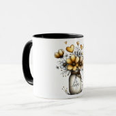 Tasse à café avec pot mason rempli de fleurs (Devant gauche)