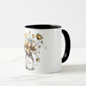 Tasse à café avec pot mason rempli de fleurs (Devant droit)