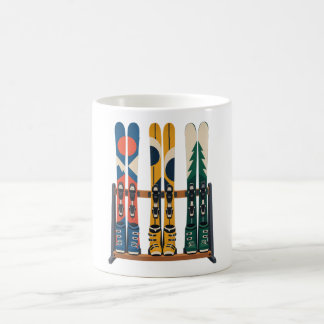 Tasse à café avec présentoir à skis coloré pour la