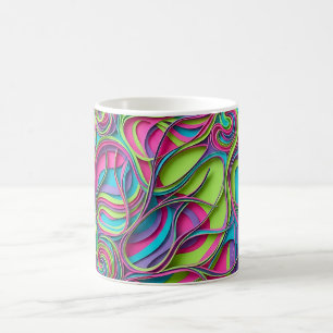 Tasse à café avec réseau de cerveau néon abstrait