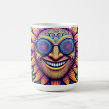 Tasse à café avec thèmes hippies tournesol
