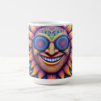 Tasse à café avec thèmes hippies tournesol