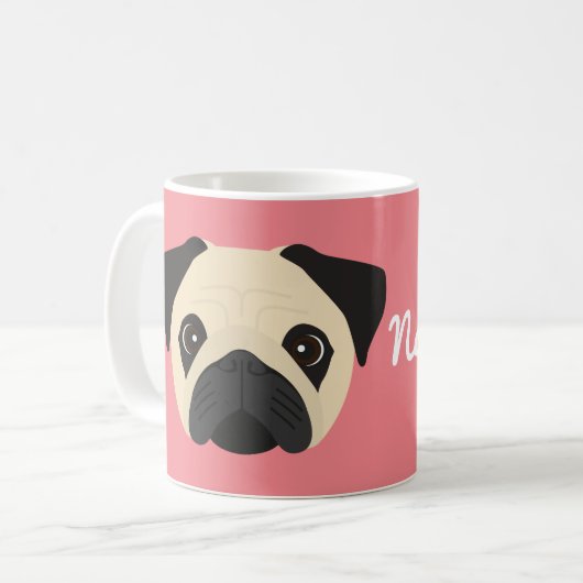 Tasse à café avec un chien Pug (Devant gauche)