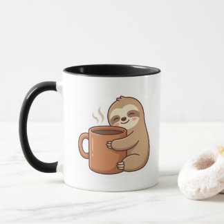 Tasse à café avec un paresseux mignon qui fait un 