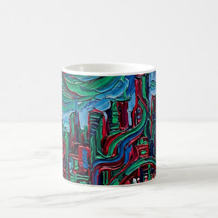 Tasse à café avec vue abstraite de la ville en ton