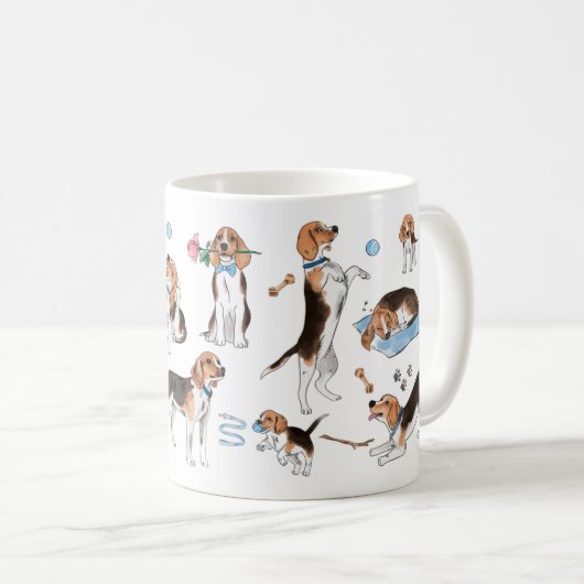 Tasse à café beagle peinte à la main | Chien l (Devant droit)