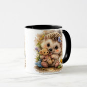 Tasse à café Bébé Hérisson Mignon avec Ours en Pel (Devant droit)