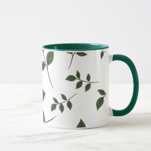 Tasse à café bicolore botanique minimaliste feuill
