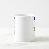 Tasse à café bleu floral monogrammée 11 oz (Centre)