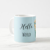 Tasse à café Bleu Hello World (Devant gauche)