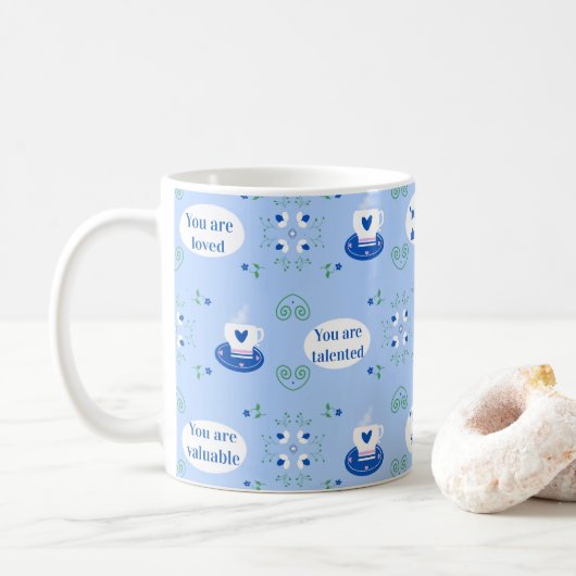 Tasse à café bleue à affirmations Mug (Avec donut)