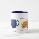 Tasse à café bleue avec un chat orange drôle (Centre)