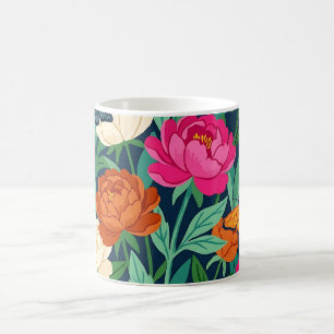 Tasse à café bohème aux pivoines et papillons abst