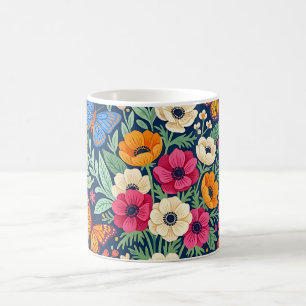 Tasse à café bohème colorée aux papillons abstrait