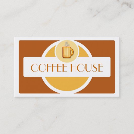 Tasse à café brun jaune simple carte de visite (Devant)