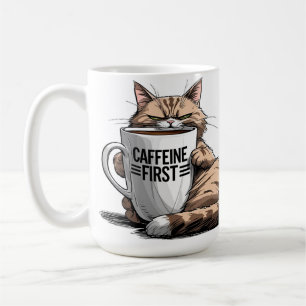 Tasse à café Caffeine First pour amateurs de chats