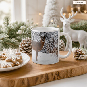 Tasse à café Cerf à queue blanche dans la neige hi