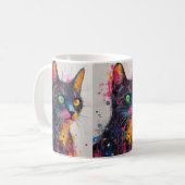 Tasse à café Chat Color Splash – Cadeau vibrant po (Devant gauche)