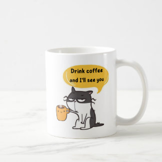 Tasse à café Chat Drôle – Bois du café et je te ve