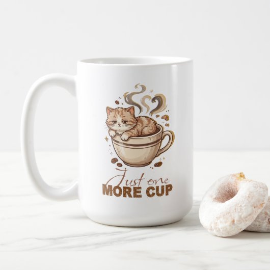 Tasse à café Chat Mignon | Cadeau drôle Juste une (Avec donut)