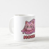 Tasse à café chat rose fonte drôle lundi (Devant gauche)