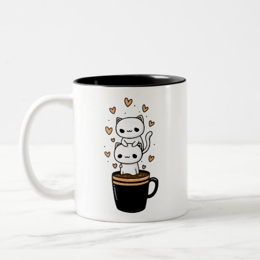 Tasse à café Chats Mignons Kawaii Mug Deux Tons (Gauche)
