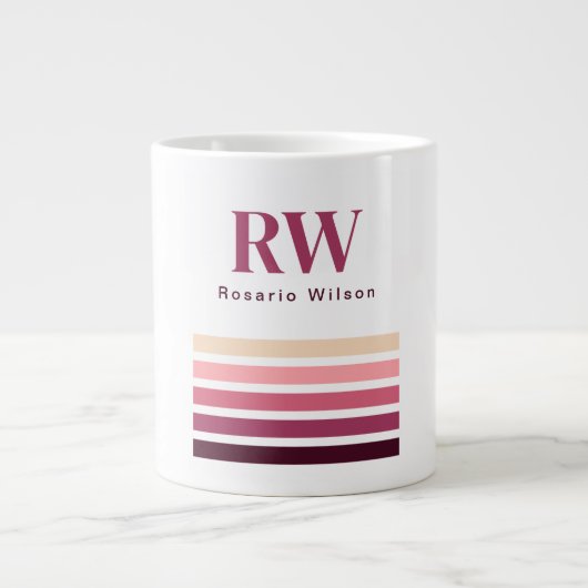 Tasse à café Chic Rétro Rayures Monogramme (Devant)