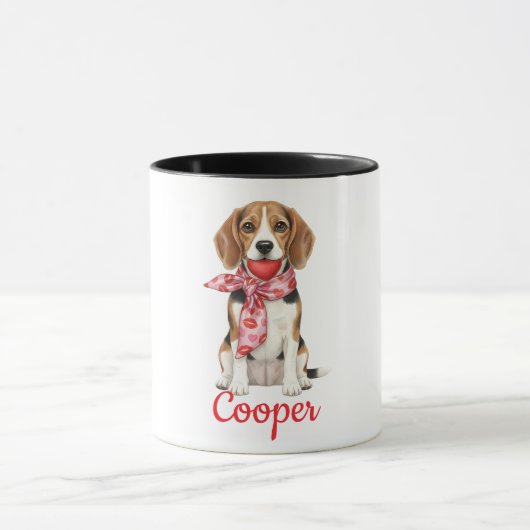 Tasse à café chien Beagle joyeuse Saint-Valentin 2 (Centre)