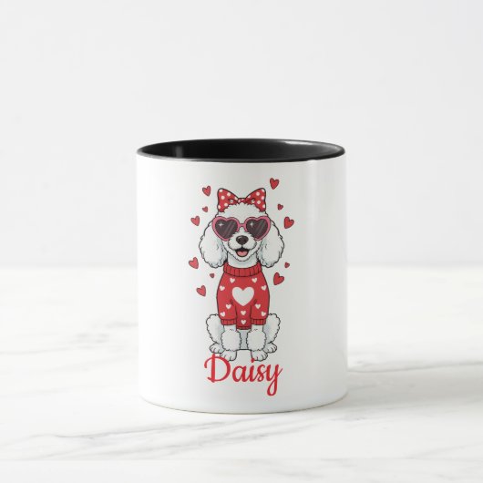 Tasse à café chien caniche Saint-Valentin 2026 (Centre)
