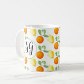 Tasse à café Citron Orange Monogramme Joyeux (Devant gauche)