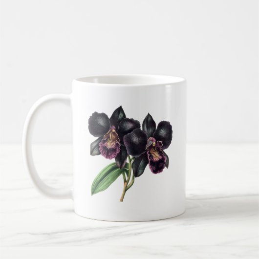 Tasse à café classique et noire tendance orchidée (Gauche)