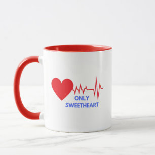 Tasse à café Cœur de petit ami rouge Cœur battant