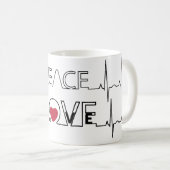 Tasse à café Cœur Rouge Paix et Amour Mug (Devant droit)