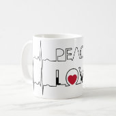 Tasse à café Cœur Rouge Paix et Amour Mug (Devant gauche)