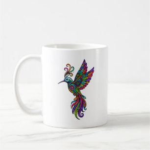Tasse à café colorée de colibri bohème