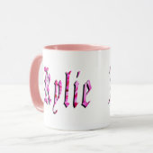 Tasse à café combo sonnerie Kylie, nom, logo. (Devant gauche)