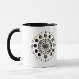 Tasse à café compas des phases lunaires vintage