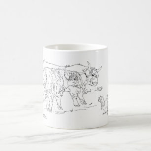 Tasse à café "Coos" des Highlands avec des chiens