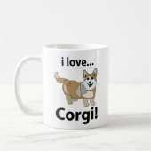 Tasse à café Corgi j'adore les Corgi (Gauche)