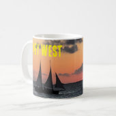 Tasse à café Coucher de soleil sur un voilier Key (Devant gauche)