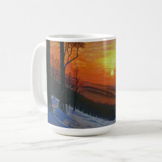 Tasse à café - "Coucher de soleil sur une forêt en