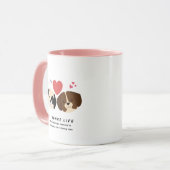 Tasse à café couple de chiens tons rose mignon (Devant gauche)
