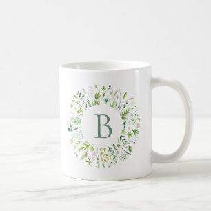Tasse à café couronne de feuilles vertes