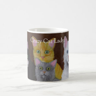 Tasse à café Dame aux chats folle